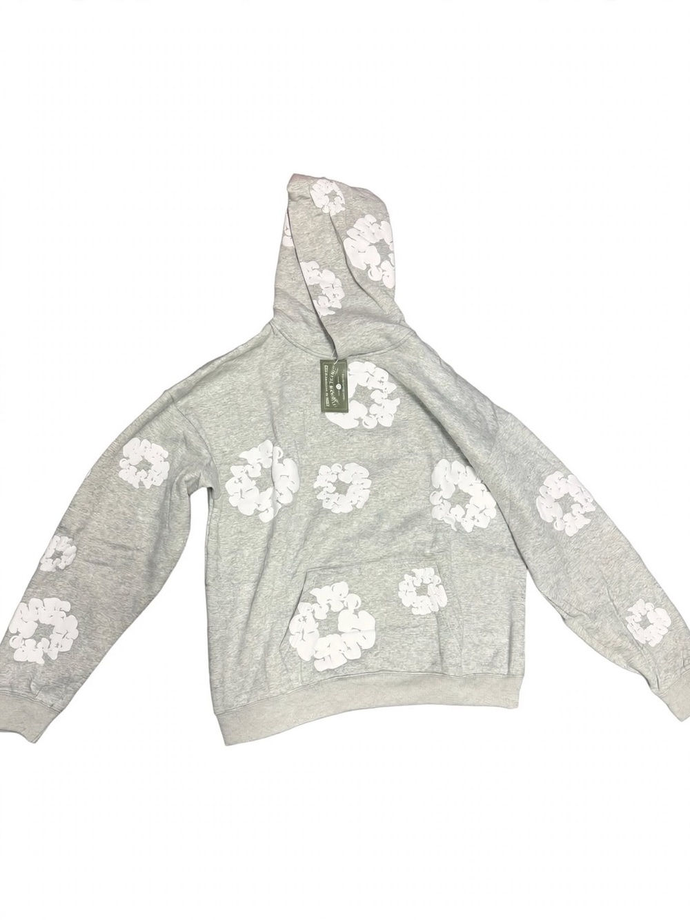Gray Floral-Print Hoodie Sweatshirt - Unbranded